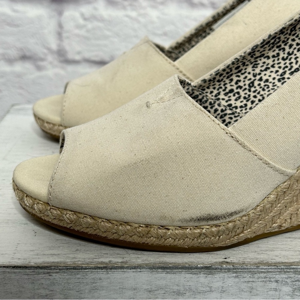 Toms Michele Canvas Peep Toe Wedge Espadrilles - Picture 10 of 16